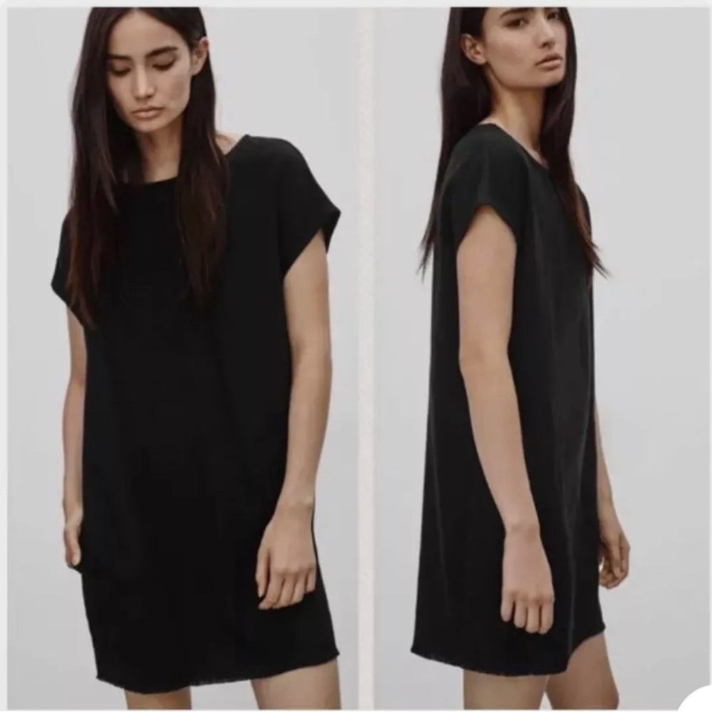 Aritzia Wilfred Free Nori Faux Suede Tunic Dress pockets dark green oversized